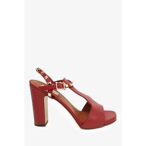 Valentino Red Leather Rockstud Peep Toe Heels Size 38